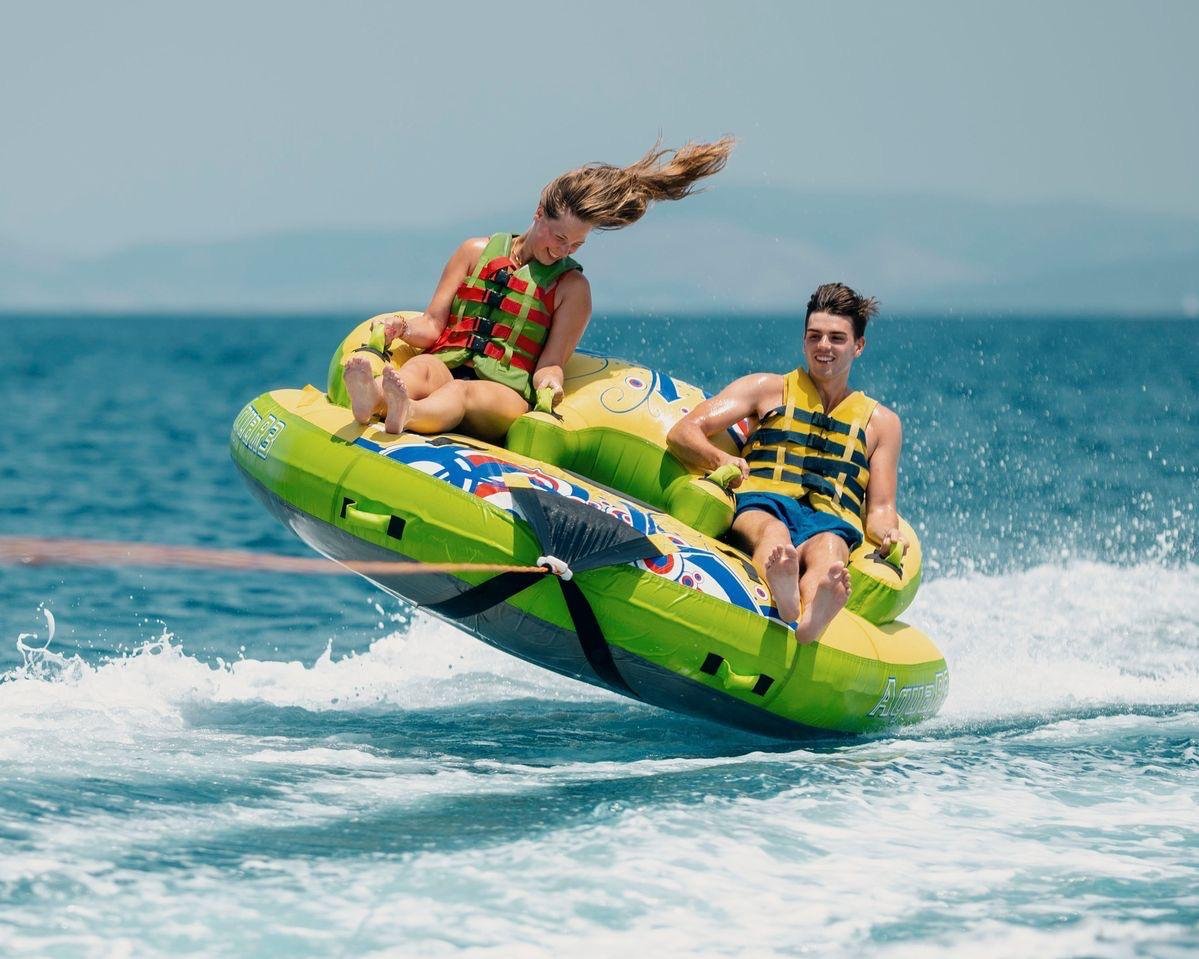 "Enjoy thrilling water activities like banana boat rides and tube fun for all ages."